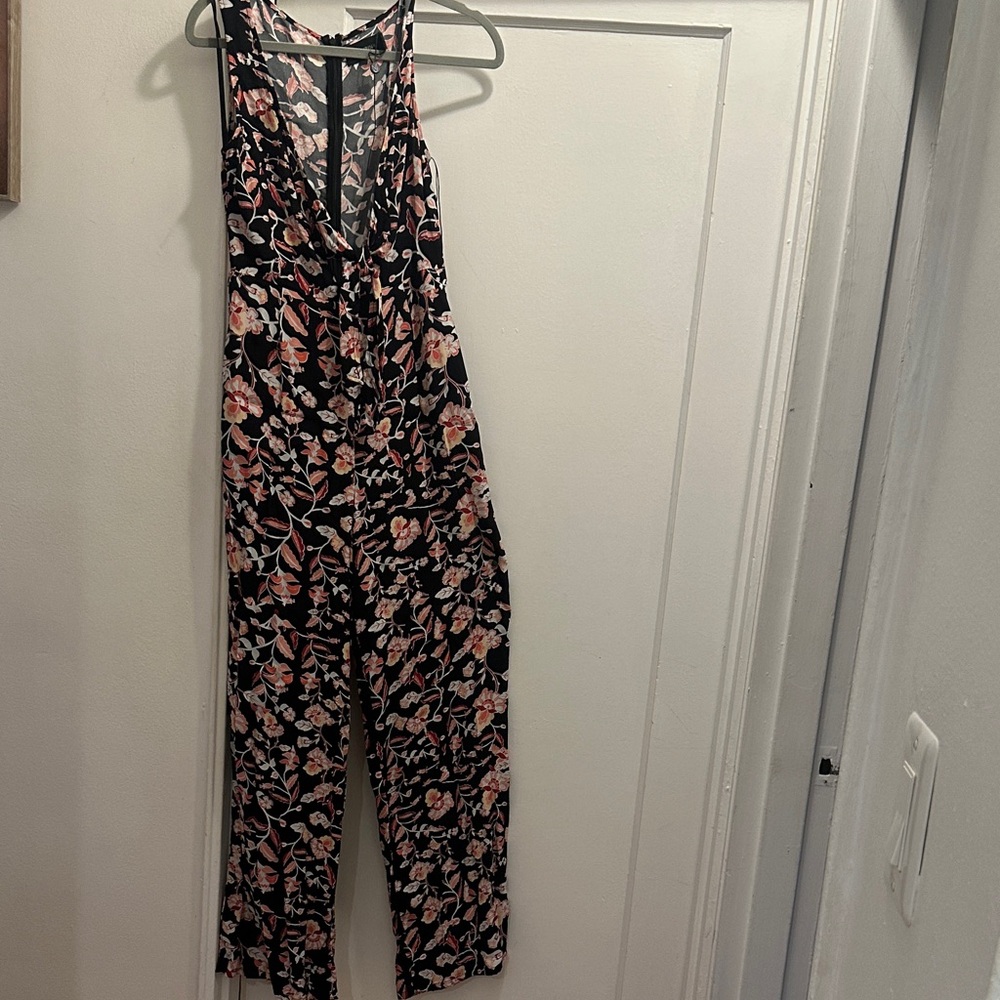 MINKPINK Black Floral Jumpsuit with Pink and Cream Accents - NWOT